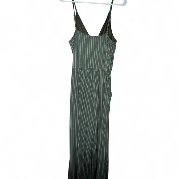 Kaleigh (Kaileigh) Green Striped Wrap Jumpsuit – Tie Waist Wide-Leg - Picture 5 of 8